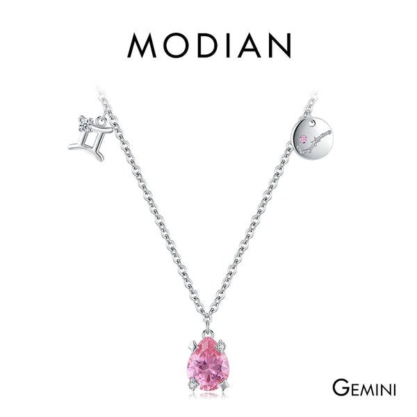 Modian 925 Sterling Silver Rainbow Zirconia Scorpio Birthstone Zodiac Sign Symbol Charm Pendant Necklaces For Women Fine Jewelry